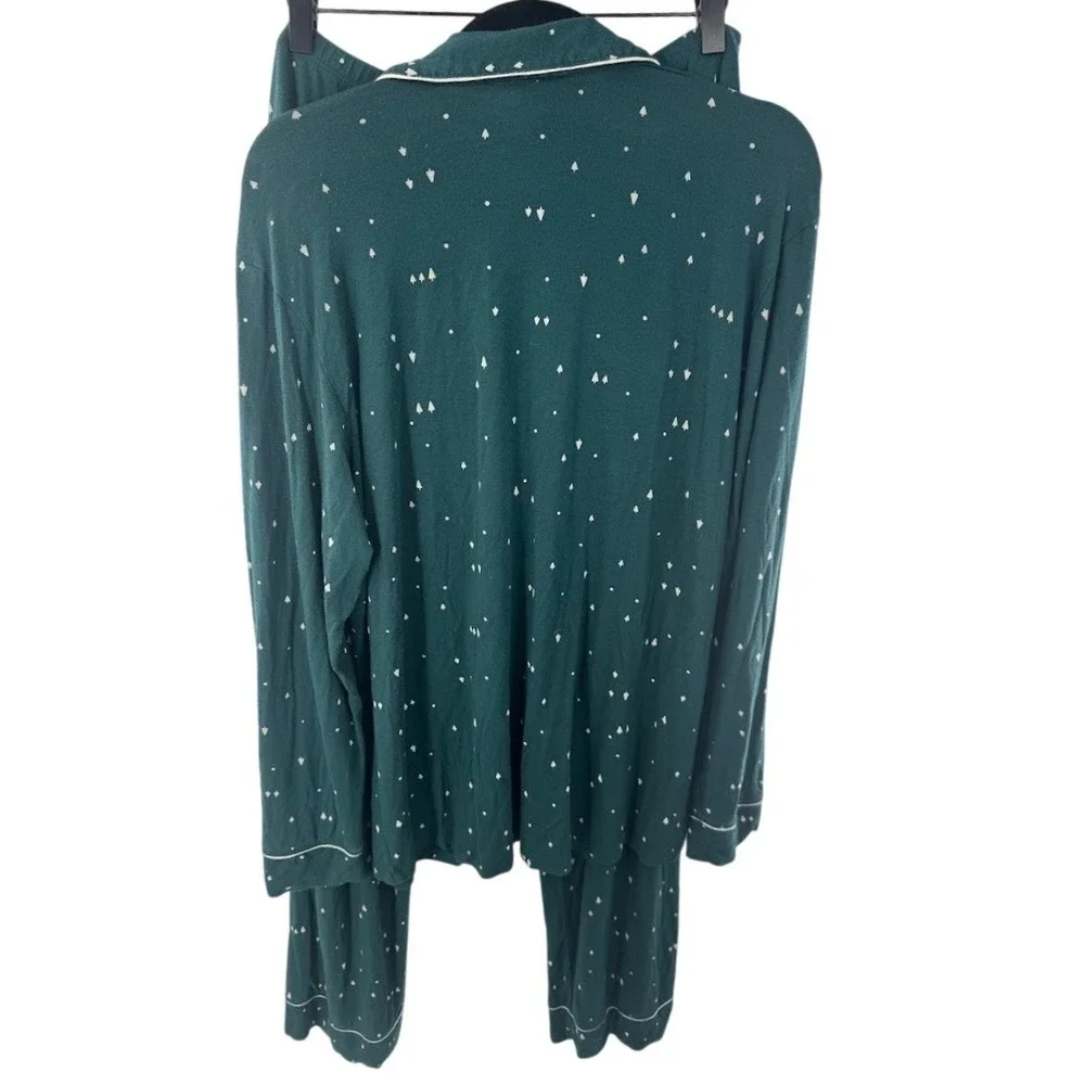 Eberjey Gisele Long Sleeve Pajama Set Green Tree Print Modal Jersey Large